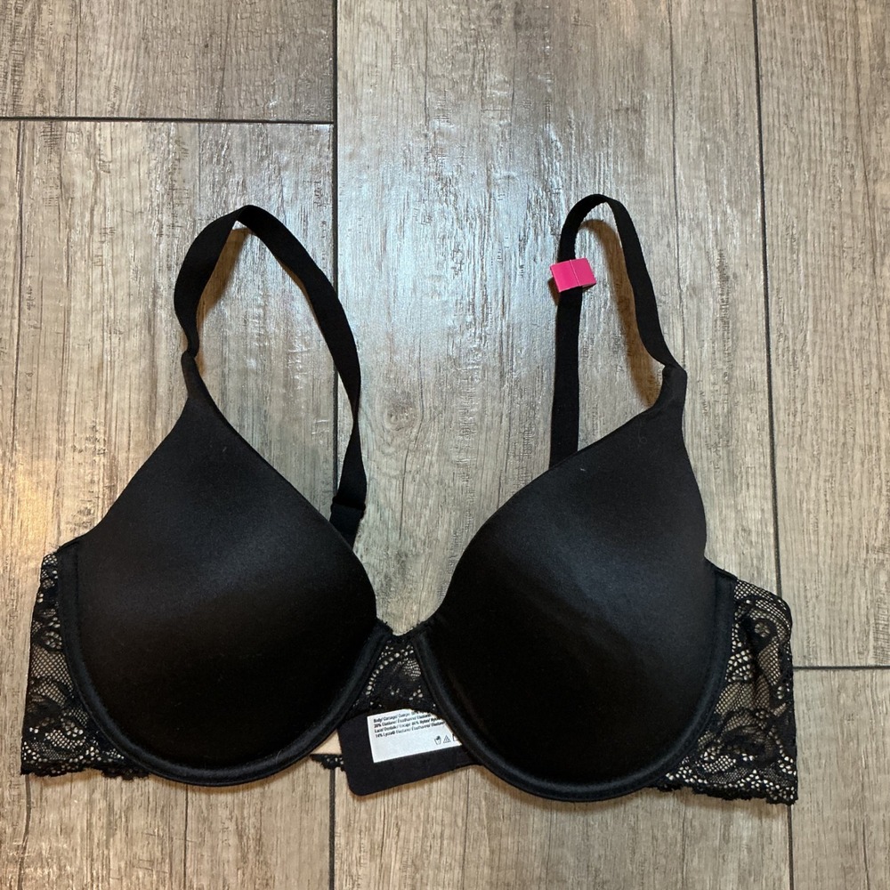 NWT Self Expressions by Maidenform Black Lace Trim Underwire Bra 36D‎